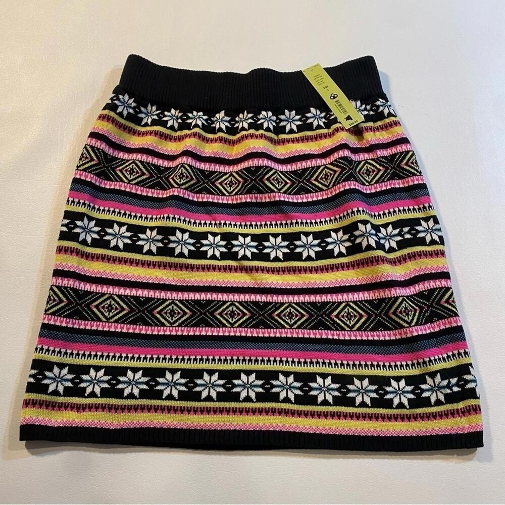 NWT‎ Copper Key Size L Colorful Fair Isle Snowflake Knit Skirt (Runs Small)